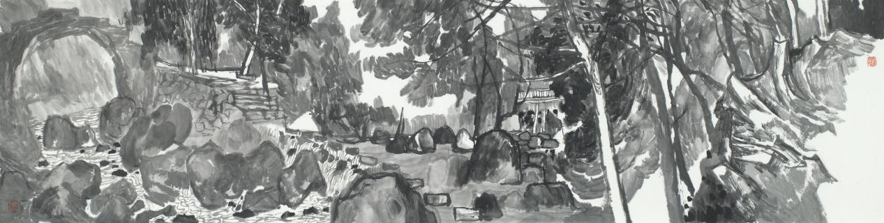 7《太湖龙潭寨写生之二》高34cm宽142cm2025年