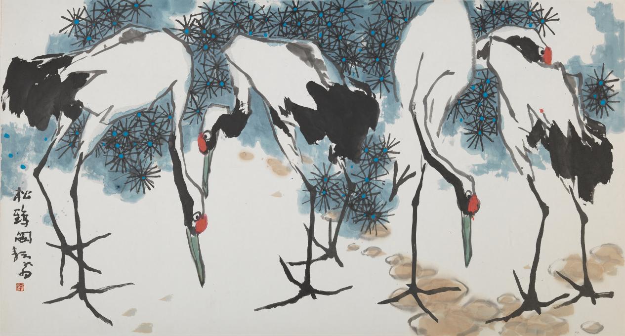 030-松鹤图-2007年-97x180cm（跨页）